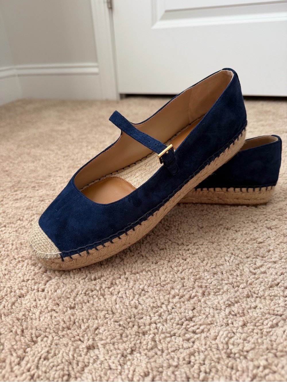 Lauren Ralph Lauren Blue Suede Luize Mary Jane Espadrille Ballet Flat Size US 10